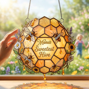 Grandma Bee Sweetest Hive Suncatcher - Personalized Gifts For Grandma 05namg090326
