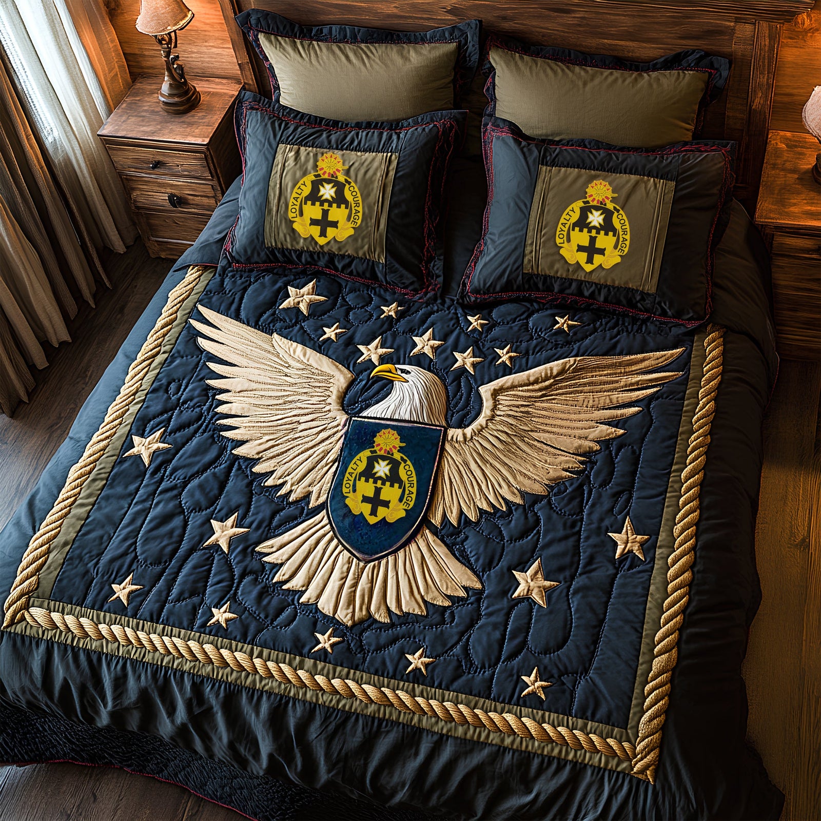 Military Shield Quilt Bedding Set - Personalized Gifts For Veteran 02tglu070725