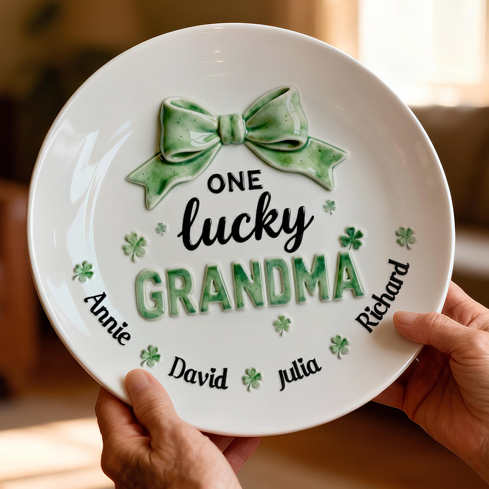 Patrick's Day Round Ceramic Plate - Personalized Gifts For Grandma and Mom 01pgdt090226