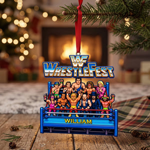 Retro Wrestling Pixel Christmas Ornament - Personalized Gifts 01natn250926