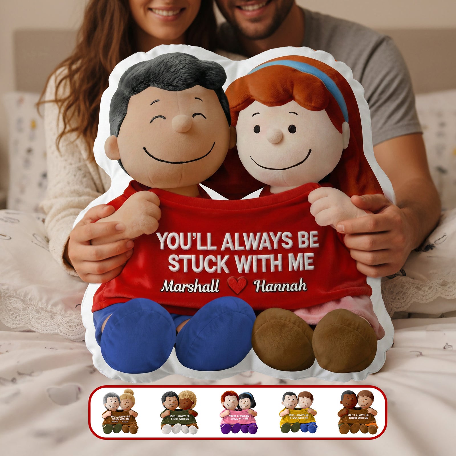 Cute Couple In Shirt Shaped Pillow, Personalized Gifts For Couple 01qhmg131225