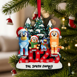 Joyful Puppy Family Ornament - Personalized Christmas Gifts For Family 03NALU290825