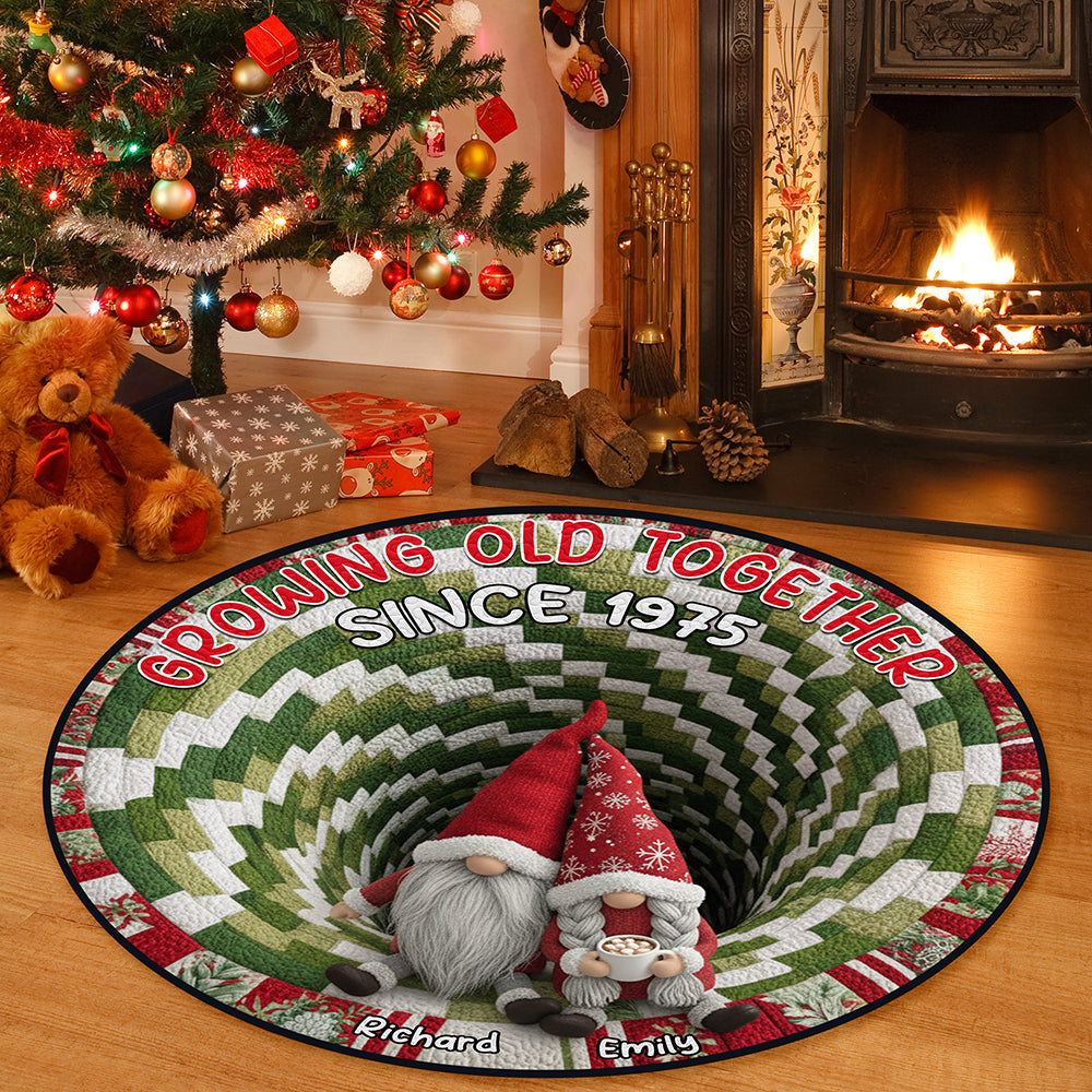 Gnome Couple Quilted Round Mat - Personalized Gifts For Couple 01naqn131025