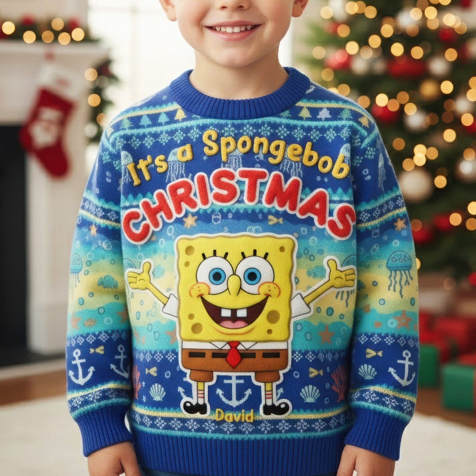 Happy Sea Creature Ugly Sweater - Personalized Gifts For Kids 02paqn281025