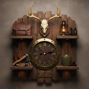 Rustic Hunting Acrylic Clock – Personalized Gifts For Hunting Lovers 05todt261225 - Hanging Wall Clock - GoDuckee