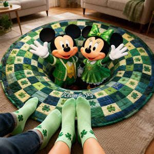St Patrick's Day Couple Quilted Round Mat Personalized Gifts 01PGTA230226