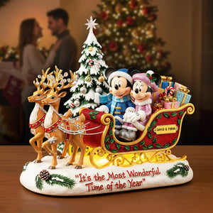 Couple Reindeer Sleigh Acrylic Plaque - Personalized Gifts For Couple Christmas Plaque 08PGLU281025