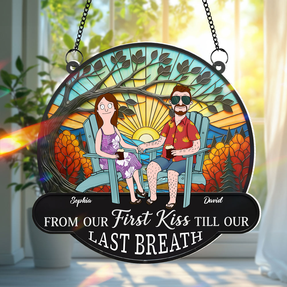 Funny Cartoon Couple Personalized Christmas Gifts For Couple Suncatcher Ornament 03ohtn300725pa