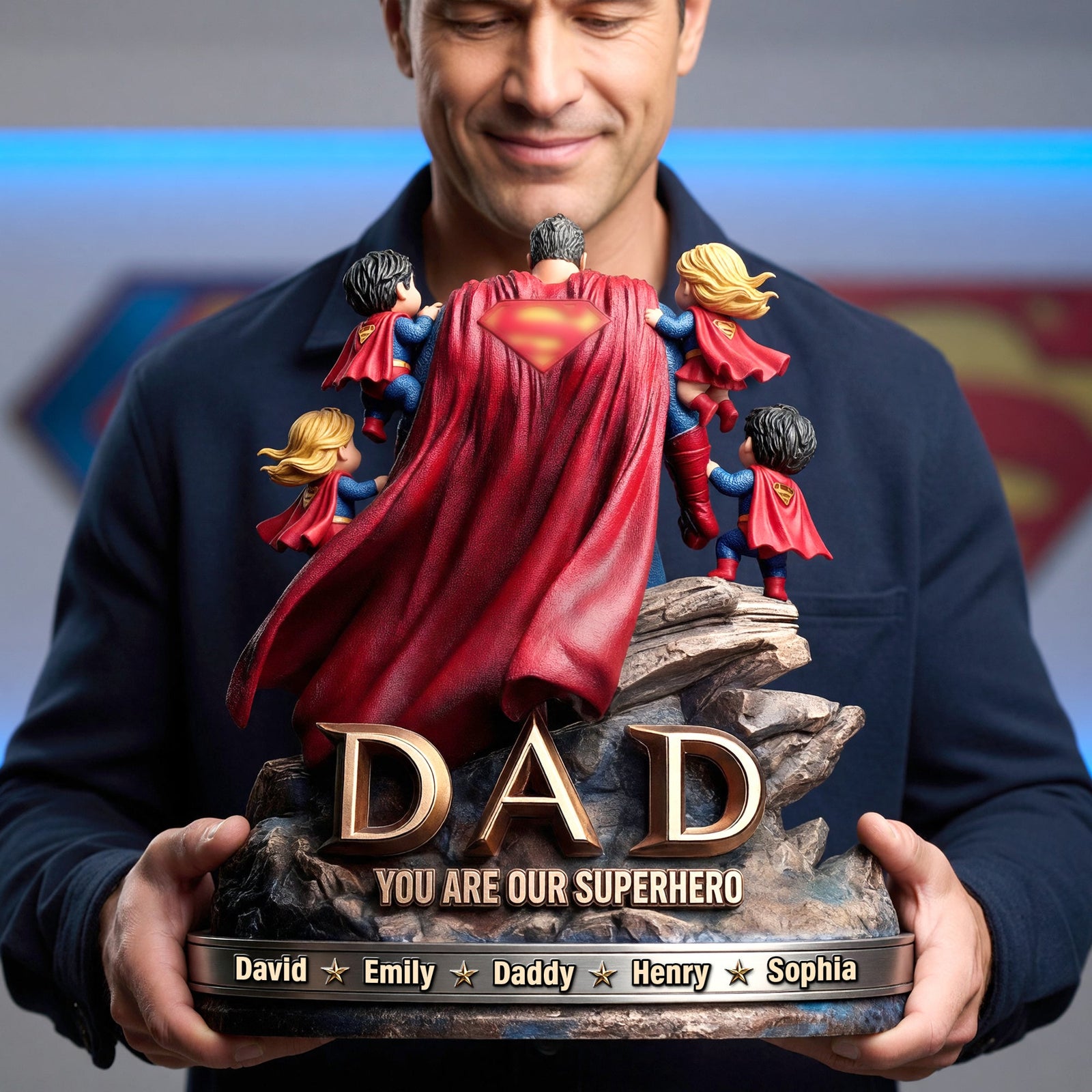 Power Dad And Kids Acrylic Plaque - Personalized Father's Day Gifts 03OHQN160526