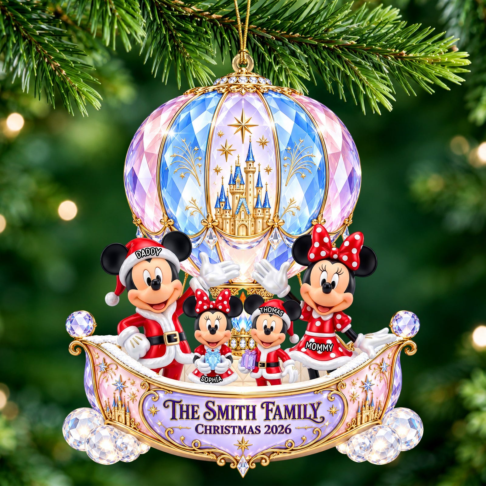 Merry Christmas Hot Air Balloon Ornament - Personalized Gifts For Family 07tyqn011026-Homacus