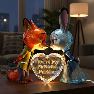 Cute Critter Couple Light Box - Personalized Gift For Couples 01NALU261125