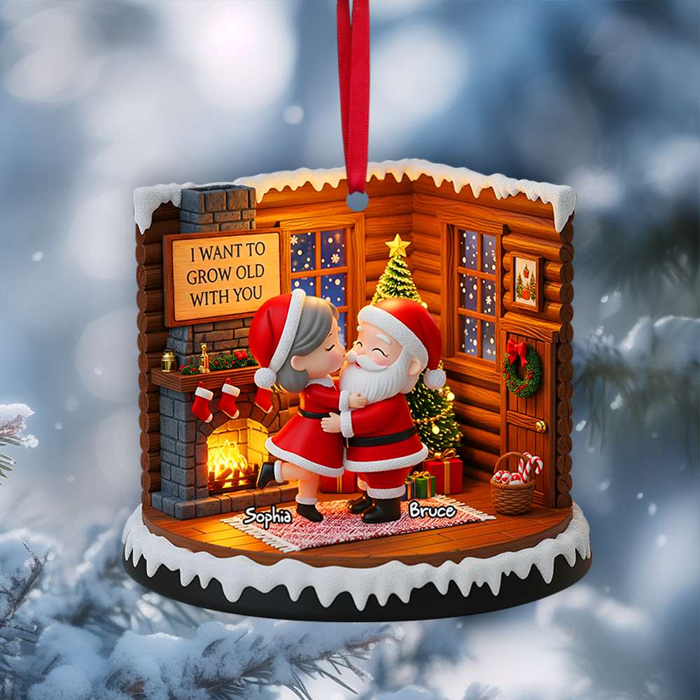 Santa Couple Christmas Ornament - Personalized Gifts For Couple 06PGLU090825