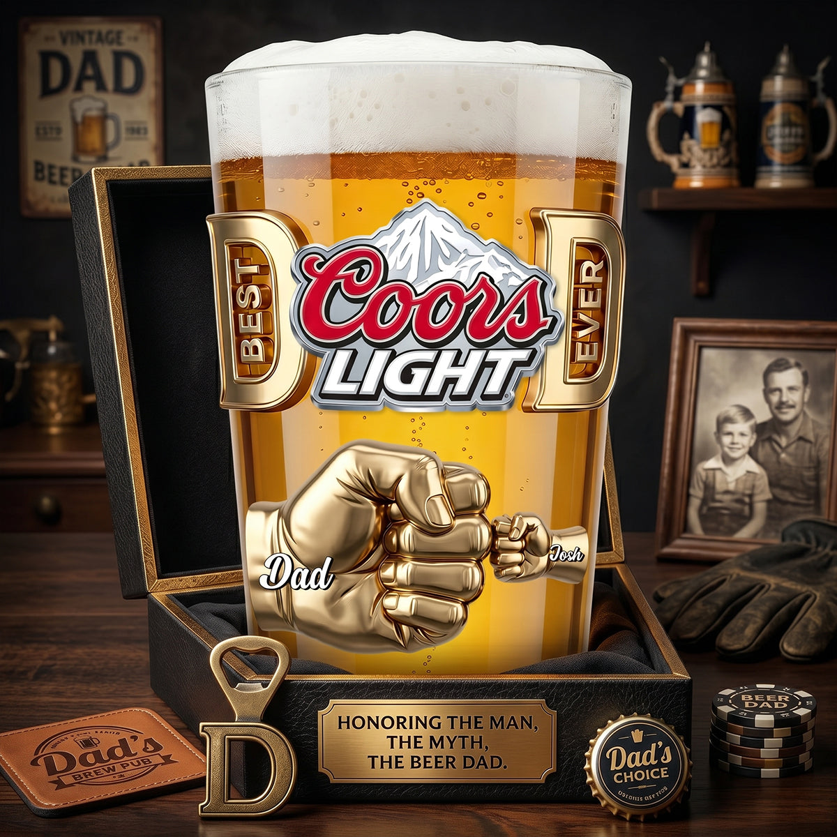 Family Fist Bump Pint Glass - Personalized Gifts For Dad 01NADT220526-Homacus