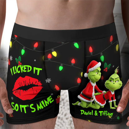 Playful Green Couple Christmas Boxers - Personalized Gifts For Him 02NALU160925