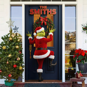 Green Monster Santa Door Cover - Personalized Gifts For Family 03PGQN041125-Homacus