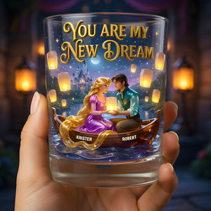 Fairytale Couple 11oz Round Glass - Personalized Gifts For Couple Glass 04TYDT160626