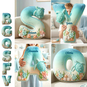 Sea Turtle Alphabet Custom Shaped Pillow - Personalized Gifts 04kimg091225