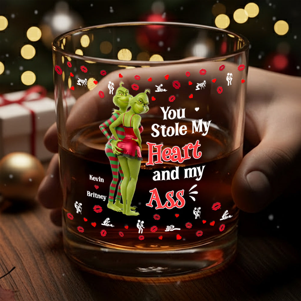 Cheeky Green Couple Christmas Glass Mug Personalized Gifts For Couple 03NADT150925