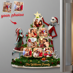 Festive Family Custom Photo Tree Fridge Magnet - Personalized Gift For Family 01PATA211125