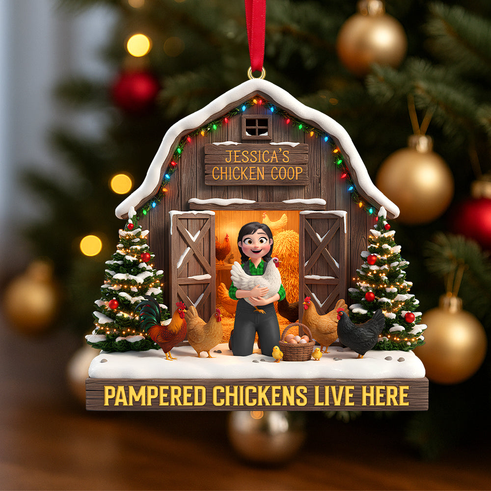 Personalized Gifts For Farmers Christmas Chicken Coop Ornament 04natn190925