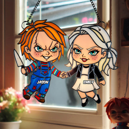 Villain Couple Suncatcher Ornament, Personalized Gifts For Horror Couple 02PGDT090825