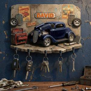 Vintage Car Garage Key Hanger - Personalized Gifts For Car Lovers 01KIQN130126
