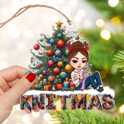 Personalized Gifts For Knitting Lovers Acrylic Ornament Christmas Tree Knit 02XQLU231124HH - Ornament - GoDuckee