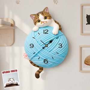Cute Cat Custom Photo Acrylic Hanging Wall Clock - Gifts For Cat Lovers 04hudt271225