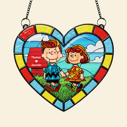 Cartoon Couple Hand In Hand Suncatcher Ornament - Personalized Gifts For Couple 05ohqn130825