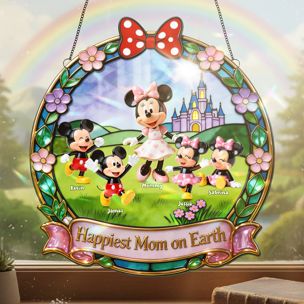 Happiest Mom On Earth Suncatcher Ornament - Personalized Gifts For Mom 01tota280226