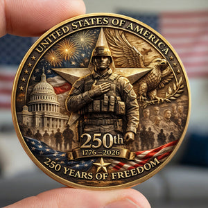 250 Years Of Freedom Printed Metal Coin -  Personalized Anniversary Gifts 04toqn270226