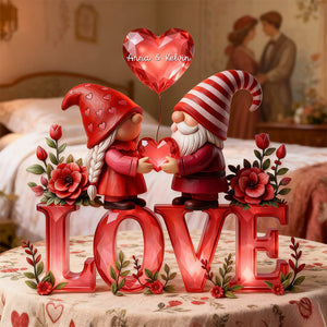 Sweet Gnome Couple Plaque - Personalized Gift For Couples 04PAMG280126