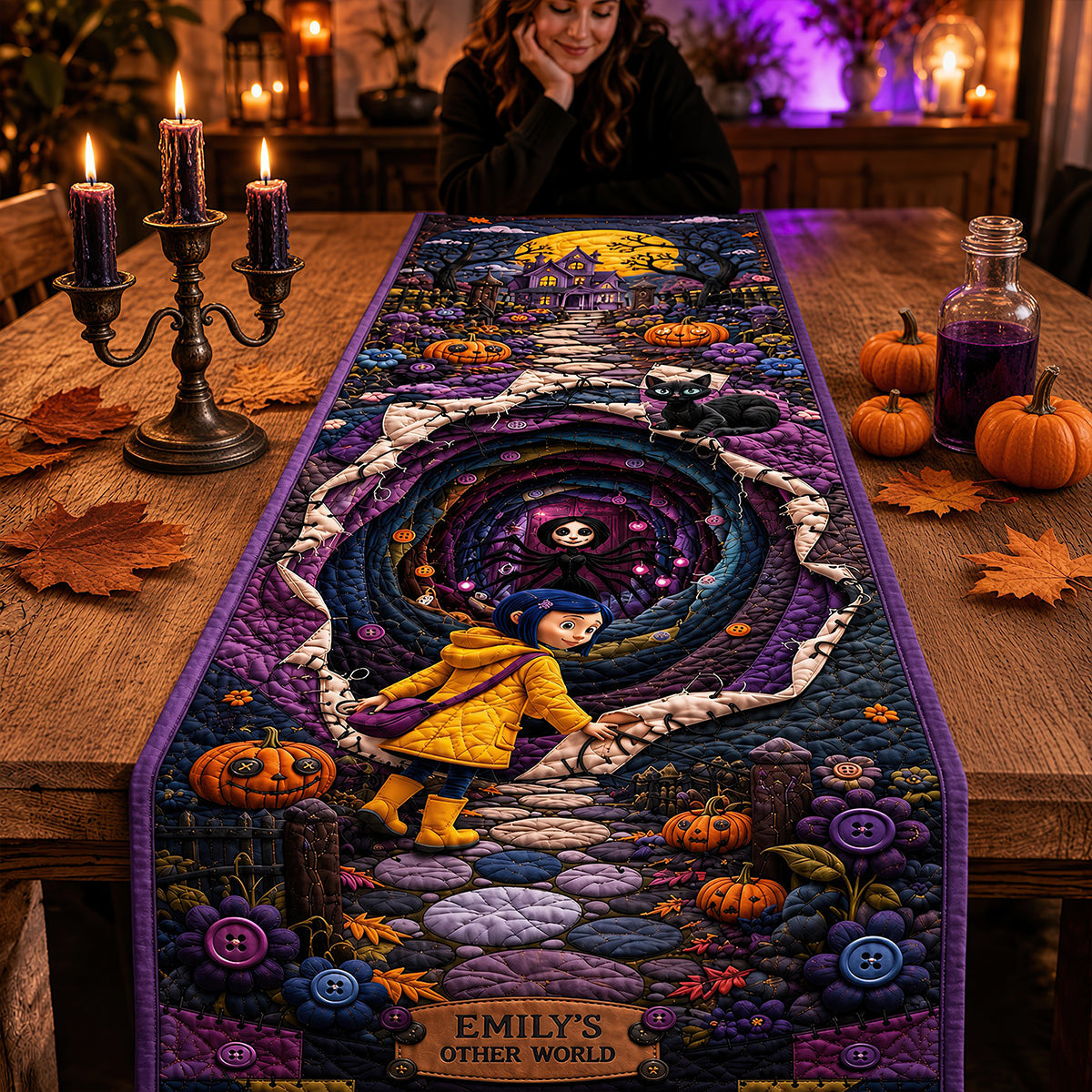 Spooky Halloween Quilted Table Runner - Personalized Gifts For Halloween 03hadt120826
