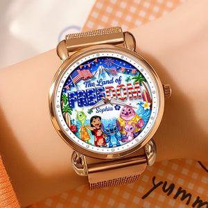The Land Of Freedom Mesh Strap Quartz Watch - Personalized Anniversary Gift 01PAQN060626