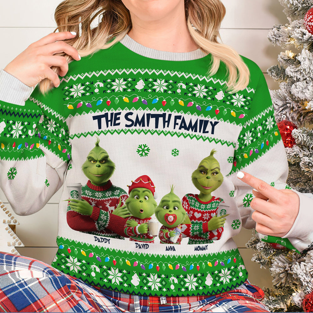 Personalized Gifts For Family Christmas Ugly Sweater 04natn230825