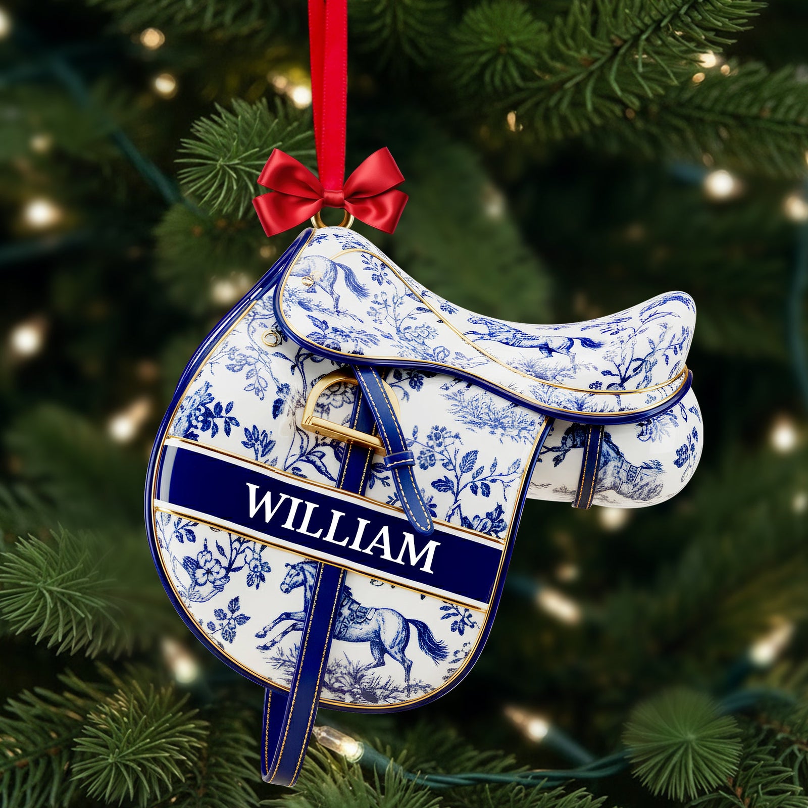 Equestrian Saddle Ornament - Personalized Christmas Gift For Horse Riding Lovers 03PGLU221025