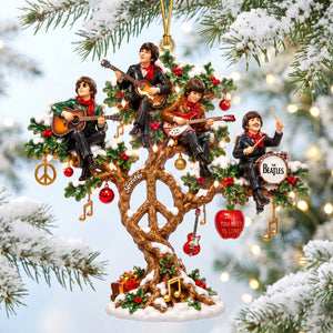 The Beatle Peace Tree Ornament, Personalized Gifts For Music Lovers & Hippie 05qhqn080926