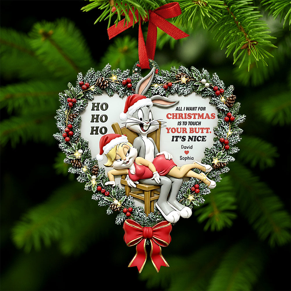 Mischievous Rabbit Couple Christmas Ornament, Personalized Gifts For Couple 02qhta160925