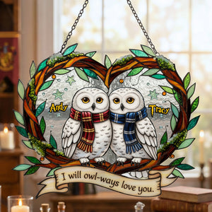 Owl Couple Suncatcher  - Personalized Gifts For Couple 05pamg171225
