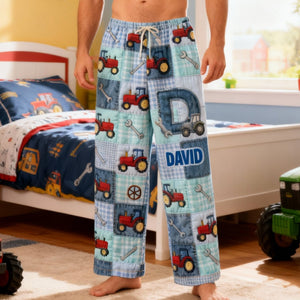 Alphabet Initial Letters Pajama Pants Personalized Gifts For Tractor Lovers 04patn160126