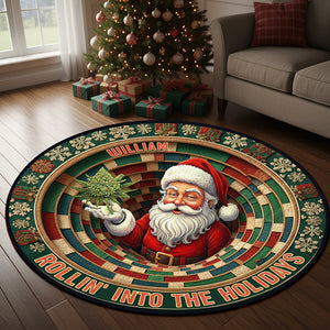 Chill Santa Round Rug Personalized Christmas Gifts 02TOQN081025