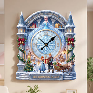 Snowy Christmas Hanging Wall Clock – Personalized Gifts For Family 04HAQN010826