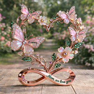 Stunning Butterflies On Mom Heart Acrylic Plaque, Personalized Gifts For Mom & Grandma 05qhlu060326