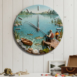 Personalized Gifts For Fishing Lovers Acrylic Hanging Wall Clock 06totn261225