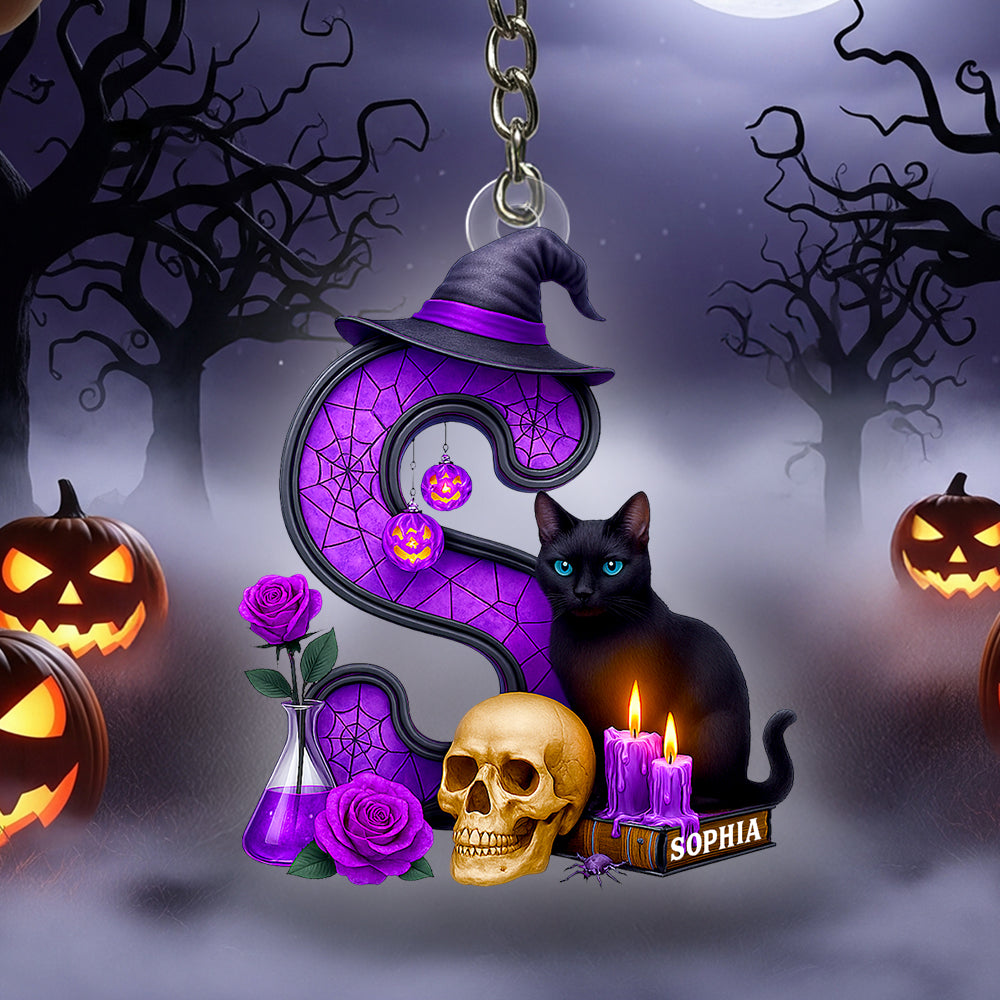Alphabet Halloween Keychain Personalized Gifts For Cat Lovers 01PADT150825