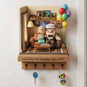 Growing Old Couple Acrylic Key Hanger - Personalized Gifts For Couple 01nata151225