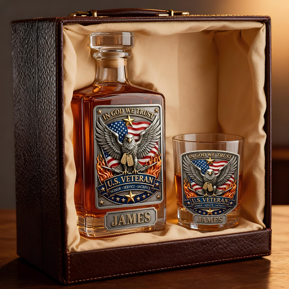 Veteran Decanter Set - Personalized Drinking Gifts For Veteran 03kidt240226