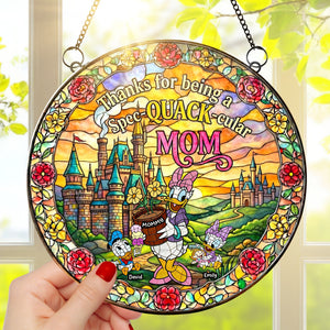 Duck Mom And Kids Suncatcher  - Personalized Gifts For Mother's Day Suncatcher Ornament 03TYQN040326