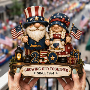 250th Anniversary Gnome Couple Acrylic Plaque - Personalized Gifts For Patriotics Plaque 02NATA050526