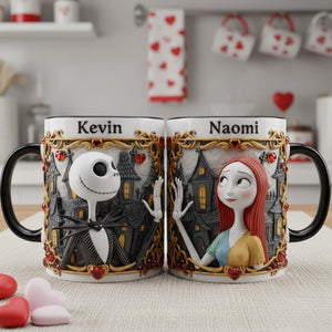 Set Of 2 Coffee Mugs - Skeleton Couple - Personalized Coffee Mug Set 04kimg160126